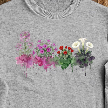Watercolor Canyonlands Wildflowers Crewneck Sweatshirt