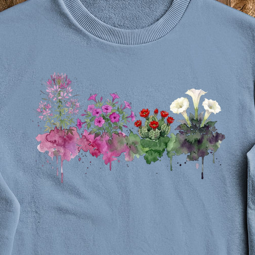 Watercolor Canyonlands Wildflowers Crewneck Sweatshirt