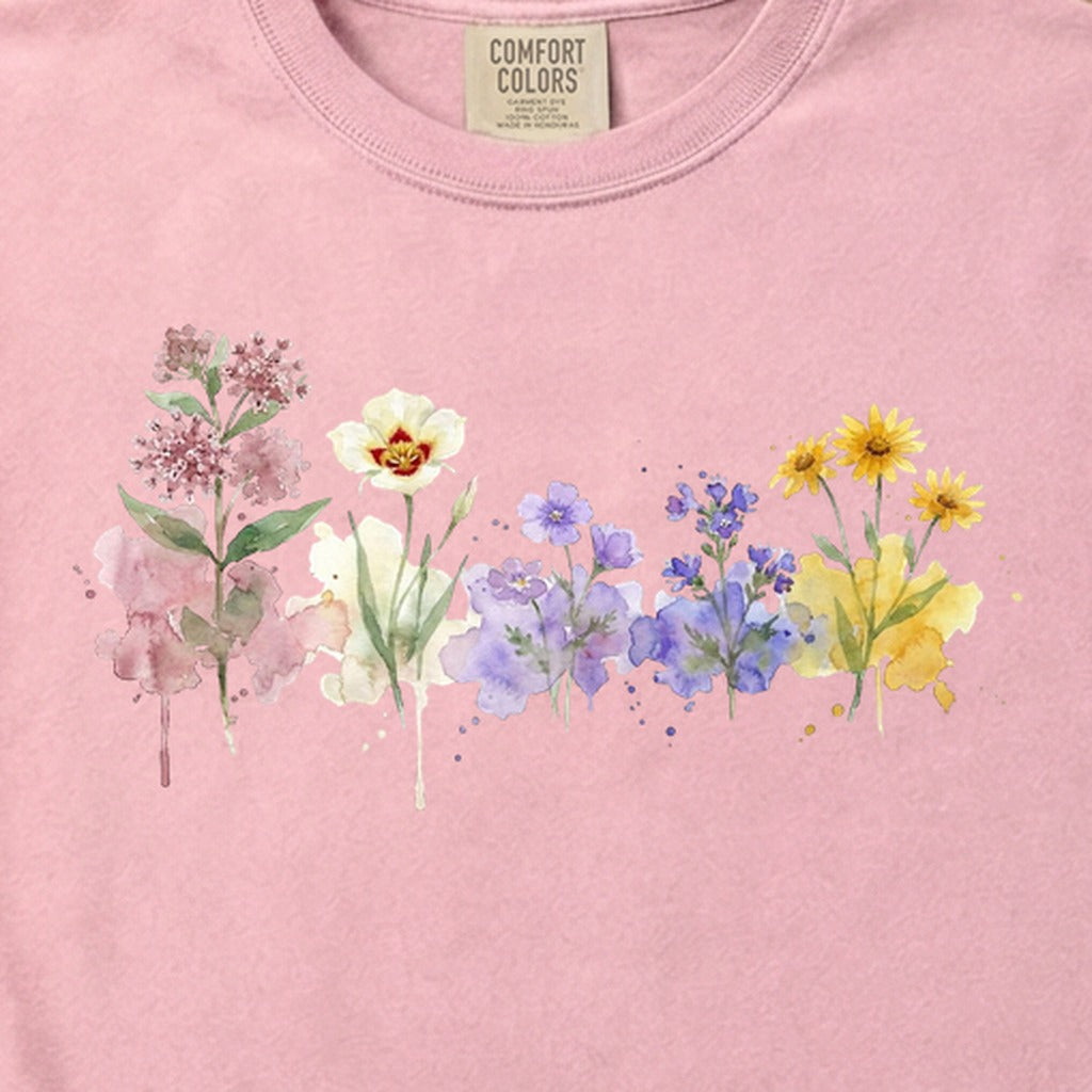 Watercolor Capitol Reef Wildflowers Cotton T-Shirt