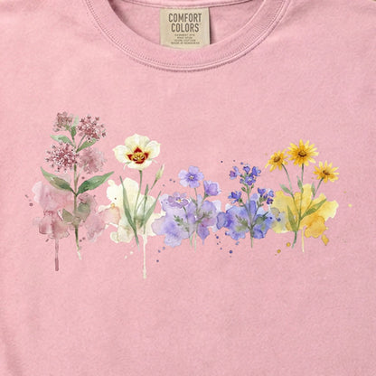Watercolor Capitol Reef Wildflowers Cotton T-Shirt