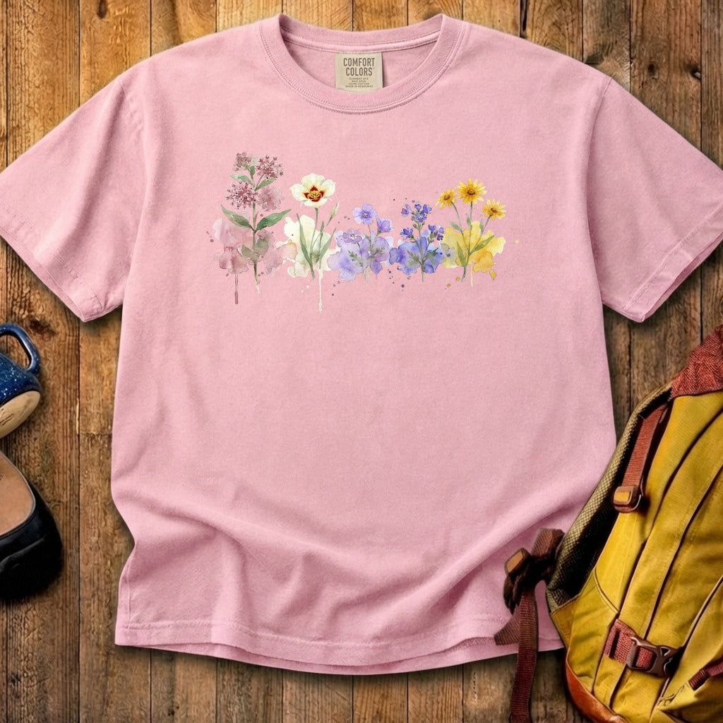 Watercolor Capitol Reef Wildflowers Cotton T-Shirt