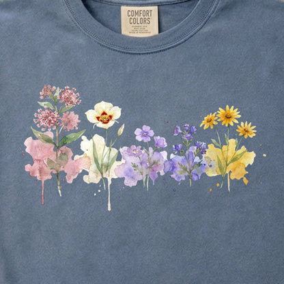 Watercolor Capitol Reef Wildflowers Cotton T-Shirt