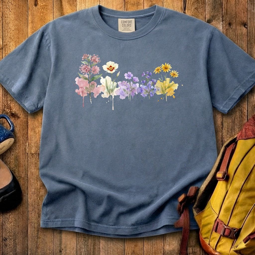 Watercolor Capitol Reef Wildflowers Cotton T-Shirt