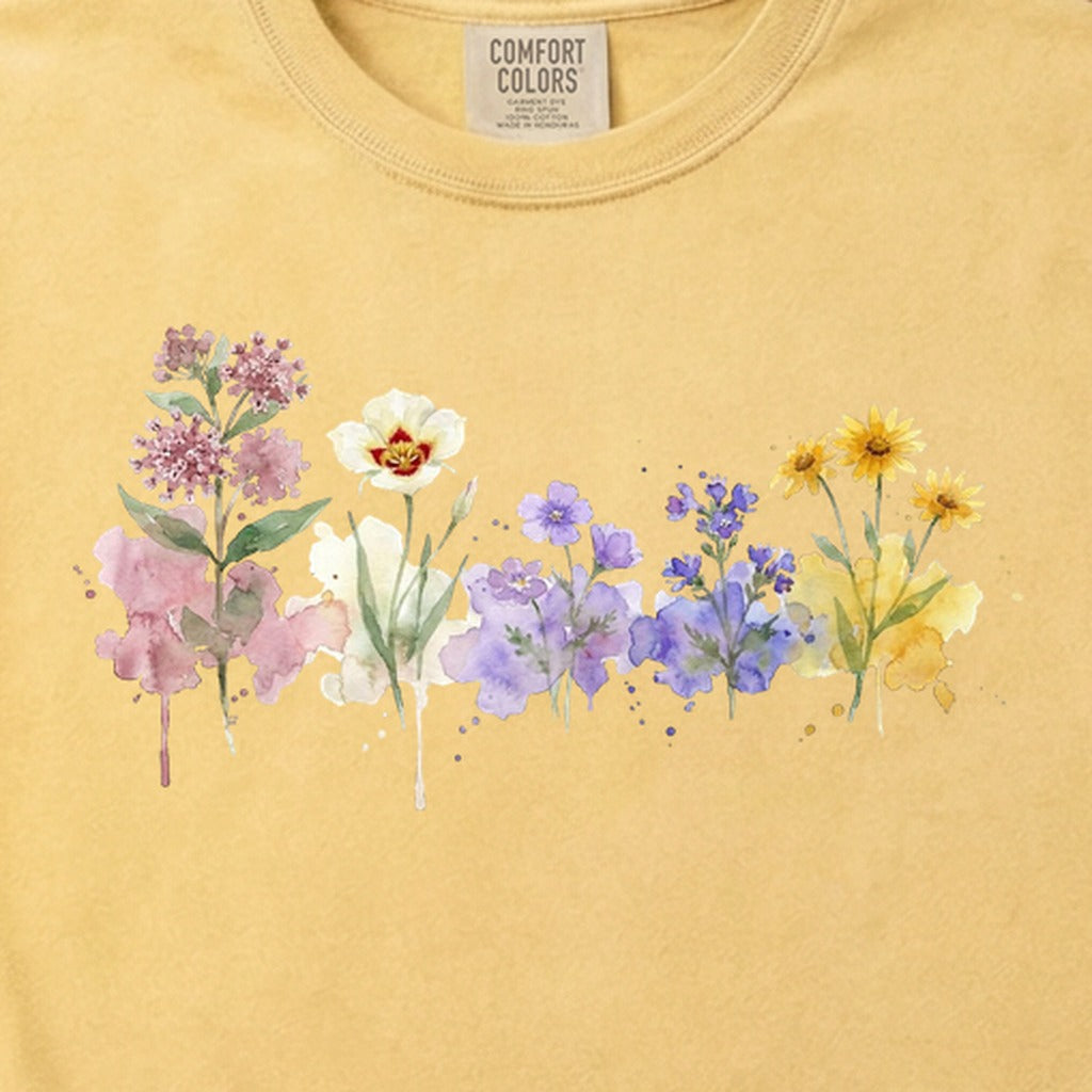 Watercolor Capitol Reef Wildflowers Cotton T-Shirt
