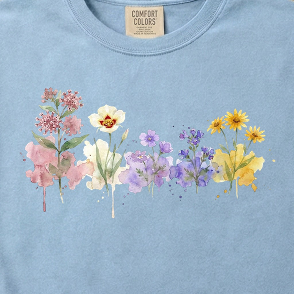 Watercolor Capitol Reef Wildflowers Cotton T-Shirt