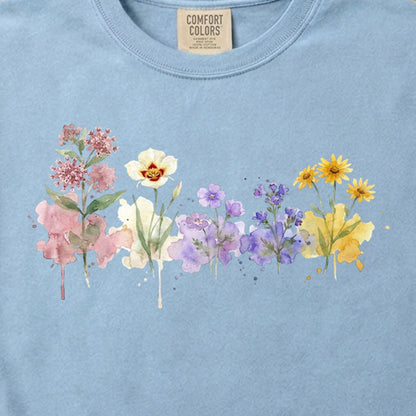 Watercolor Capitol Reef Wildflowers Cotton T-Shirt