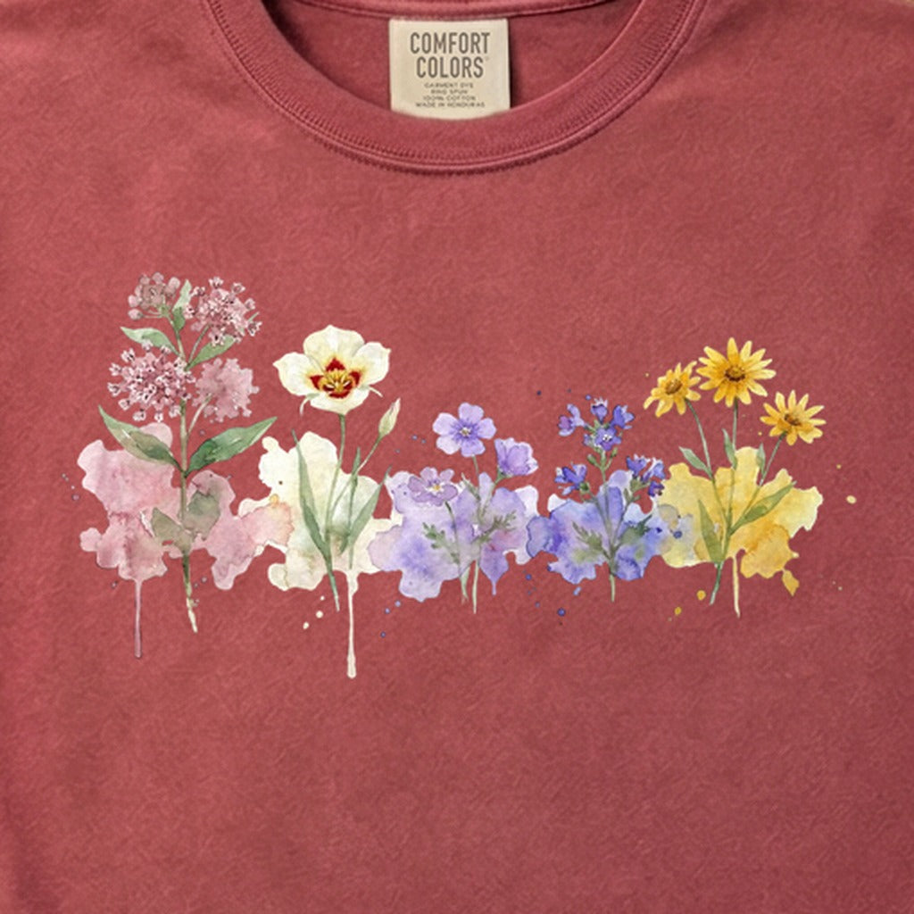 Watercolor Capitol Reef Wildflowers Cotton T-Shirt