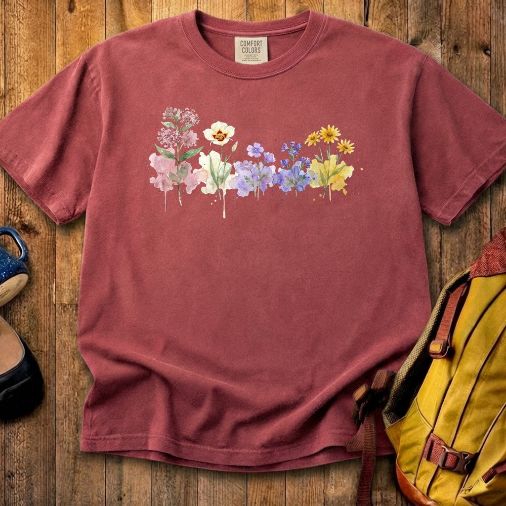 Watercolor Capitol Reef Wildflowers Cotton T-Shirt