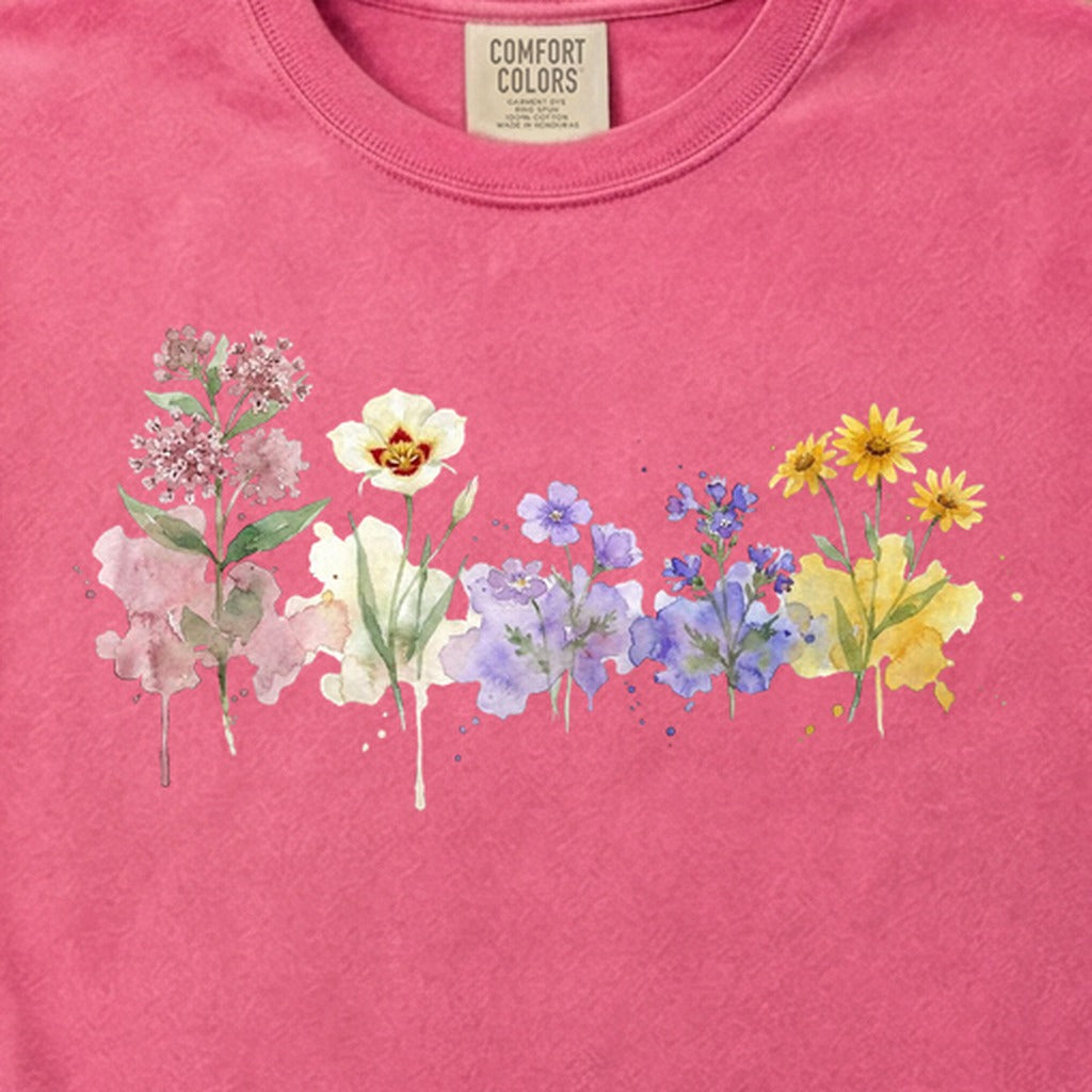 Watercolor Capitol Reef Wildflowers Cotton T-Shirt