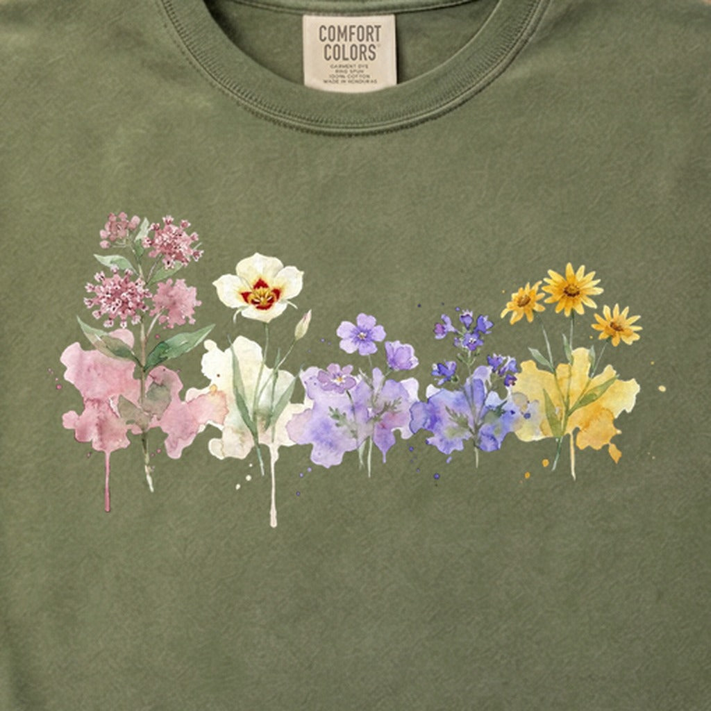 Watercolor Capitol Reef Wildflowers Cotton T-Shirt