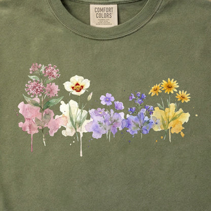 Watercolor Capitol Reef Wildflowers Cotton T-Shirt