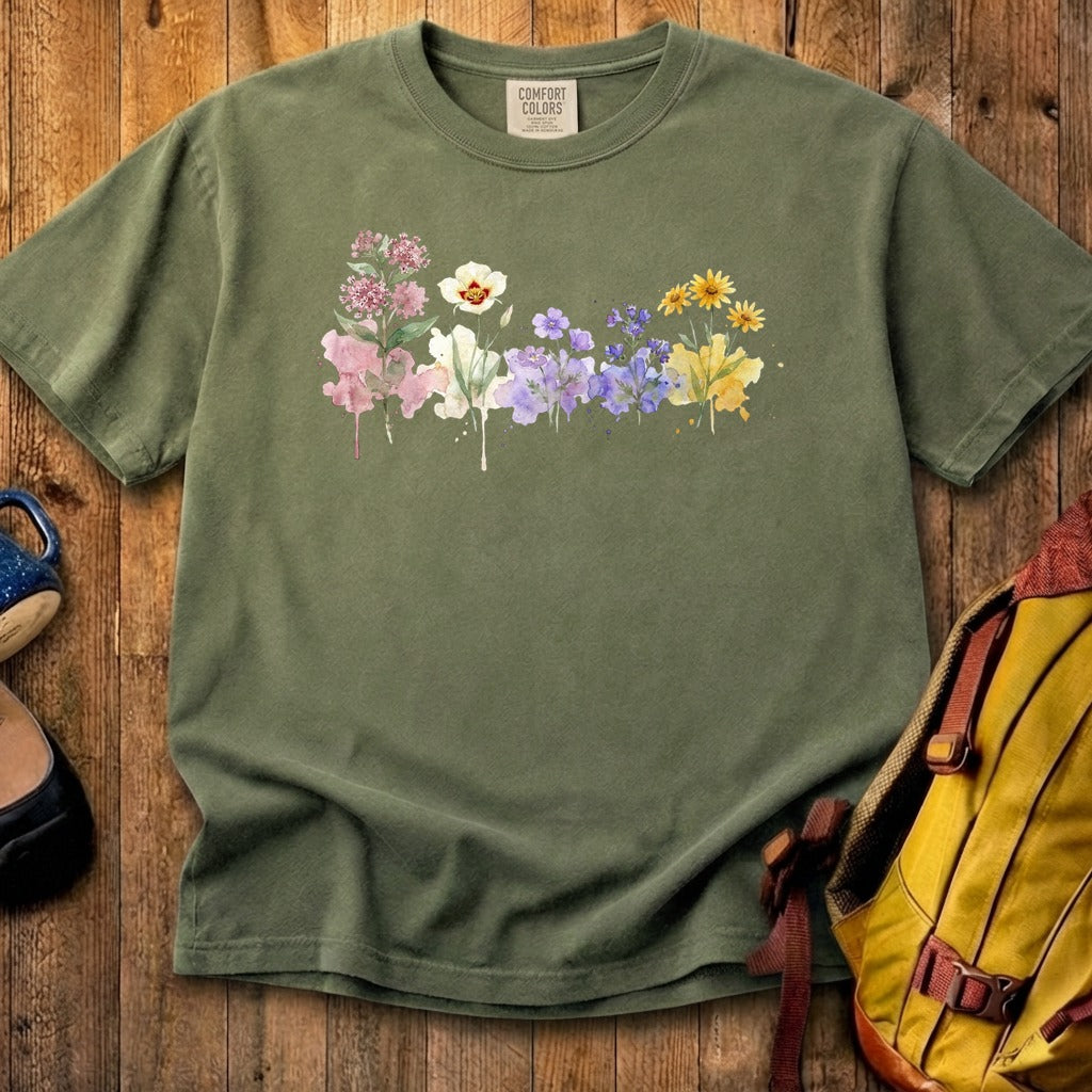 Watercolor Capitol Reef Wildflowers Cotton T-Shirt