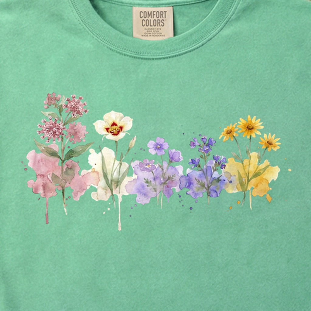Watercolor Capitol Reef Wildflowers Cotton T-Shirt