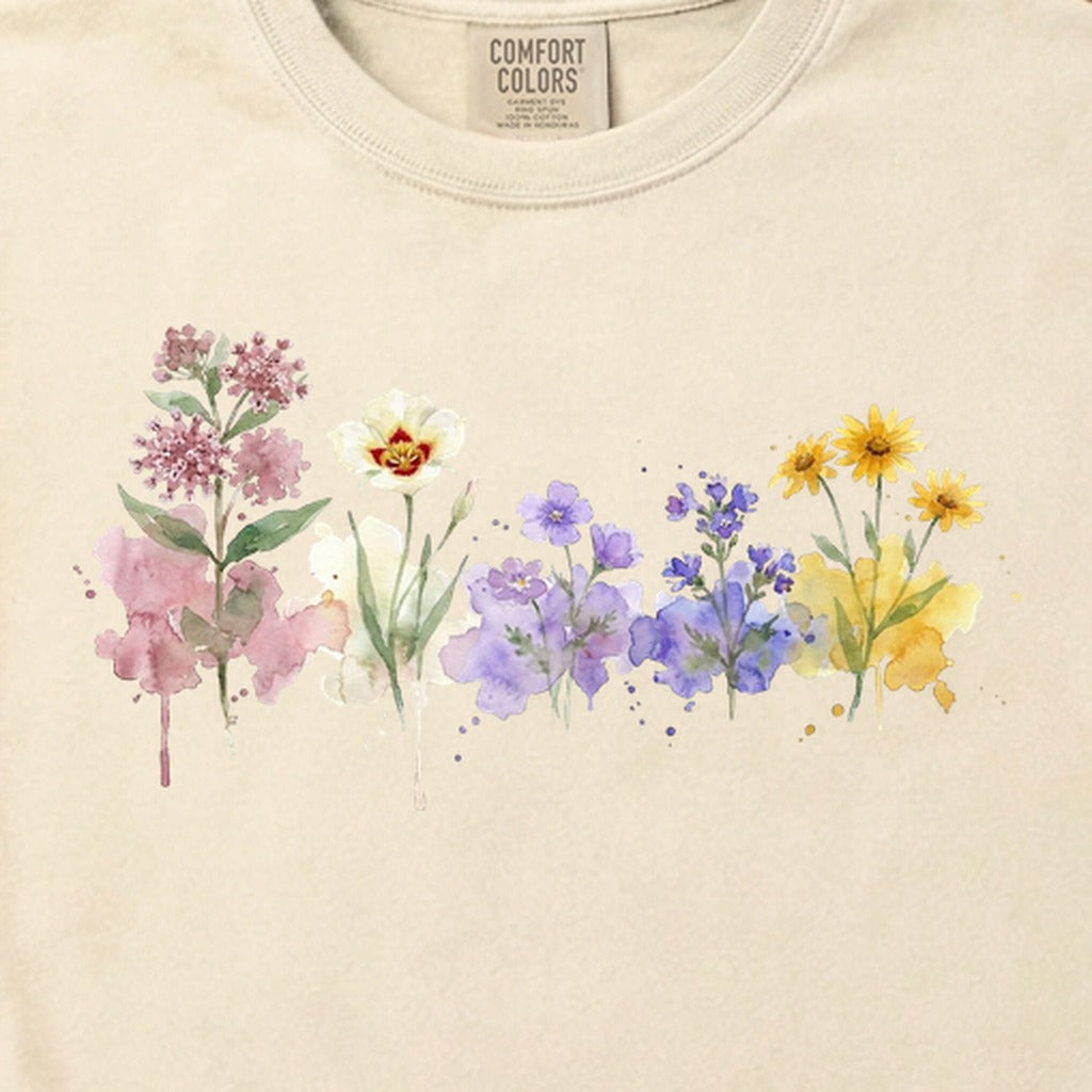 Watercolor Capitol Reef Wildflowers Cotton T-Shirt