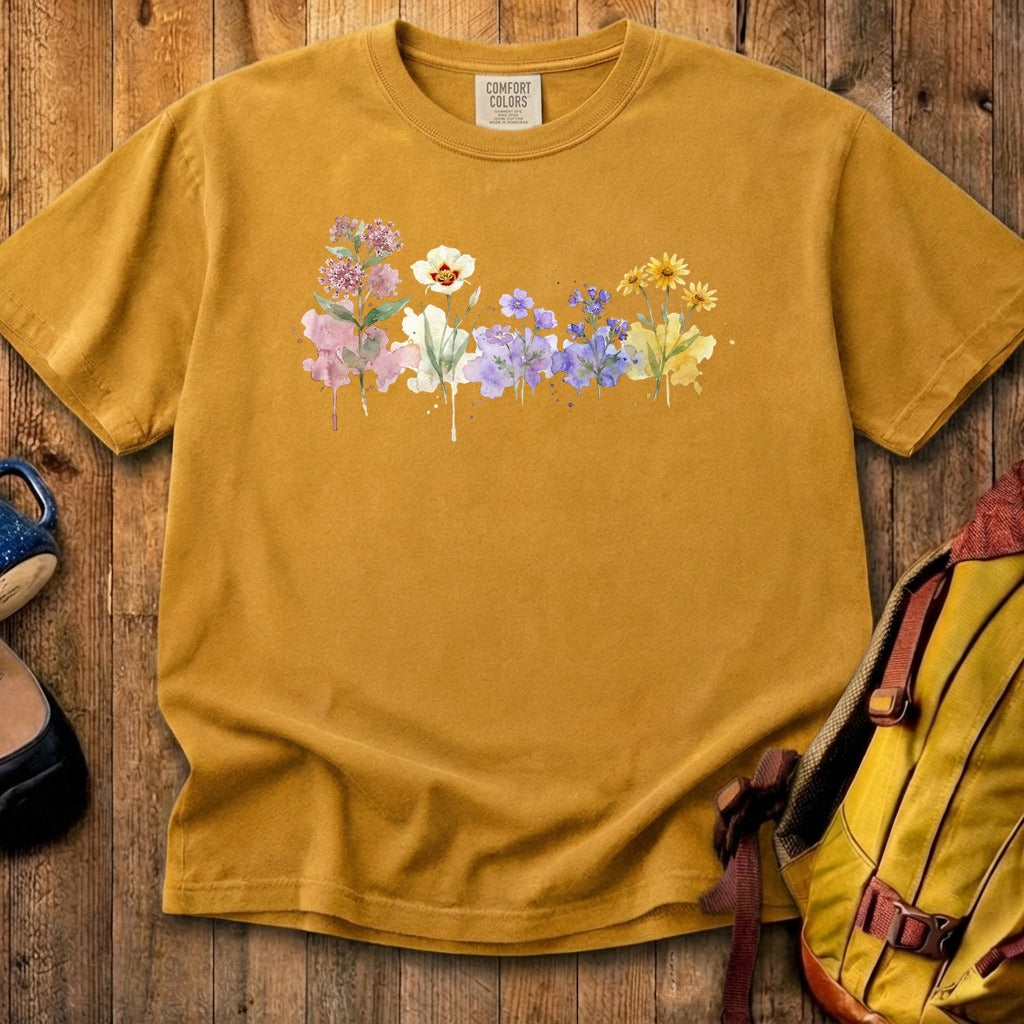 Watercolor Capitol Reef Wildflowers Cotton T-Shirt