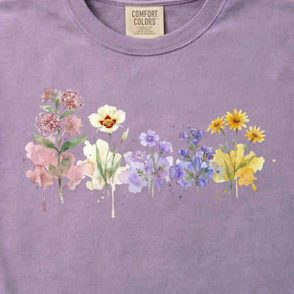 Watercolor Capitol Reef Wildflowers Cotton T-Shirt