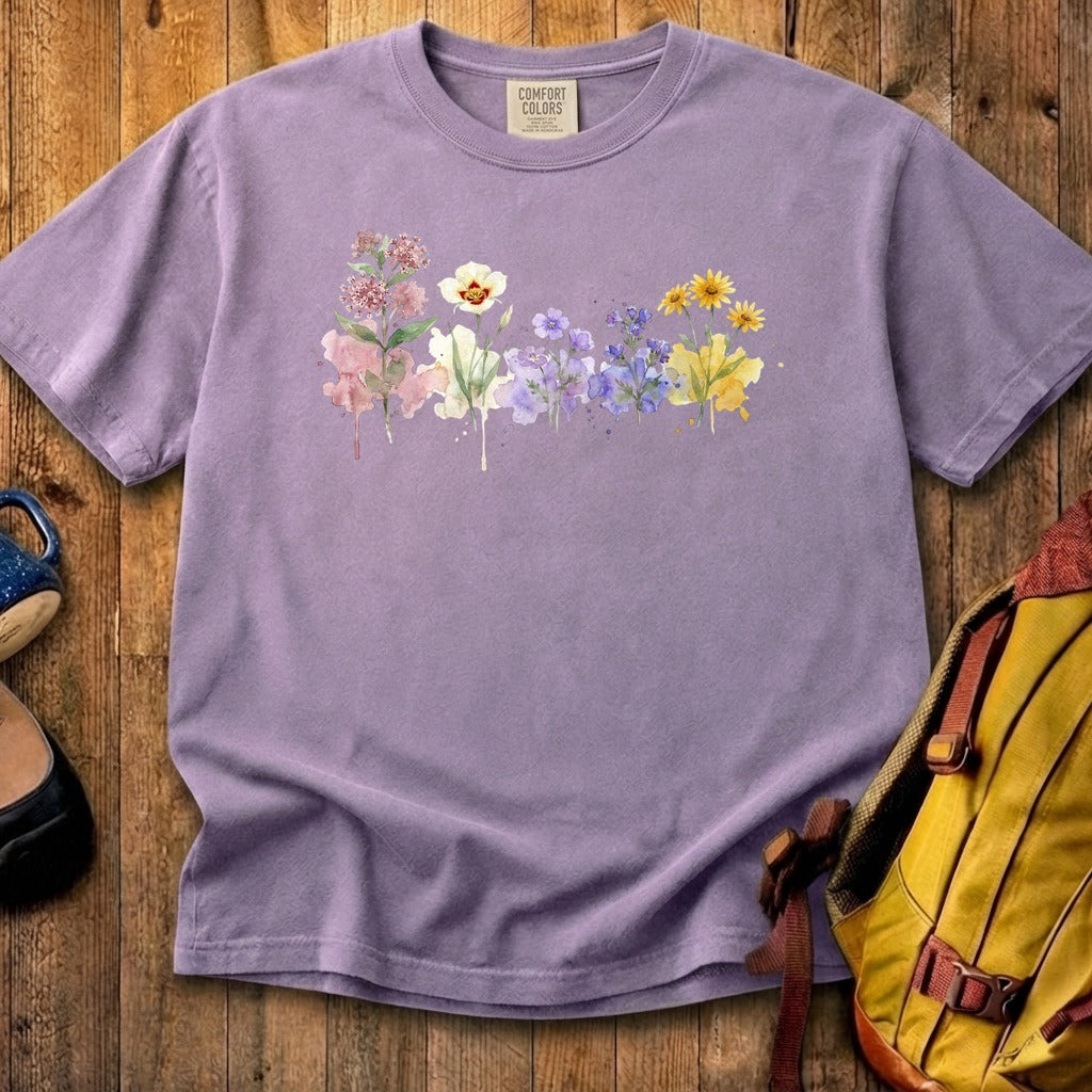 Watercolor Capitol Reef Wildflowers Cotton T-Shirt