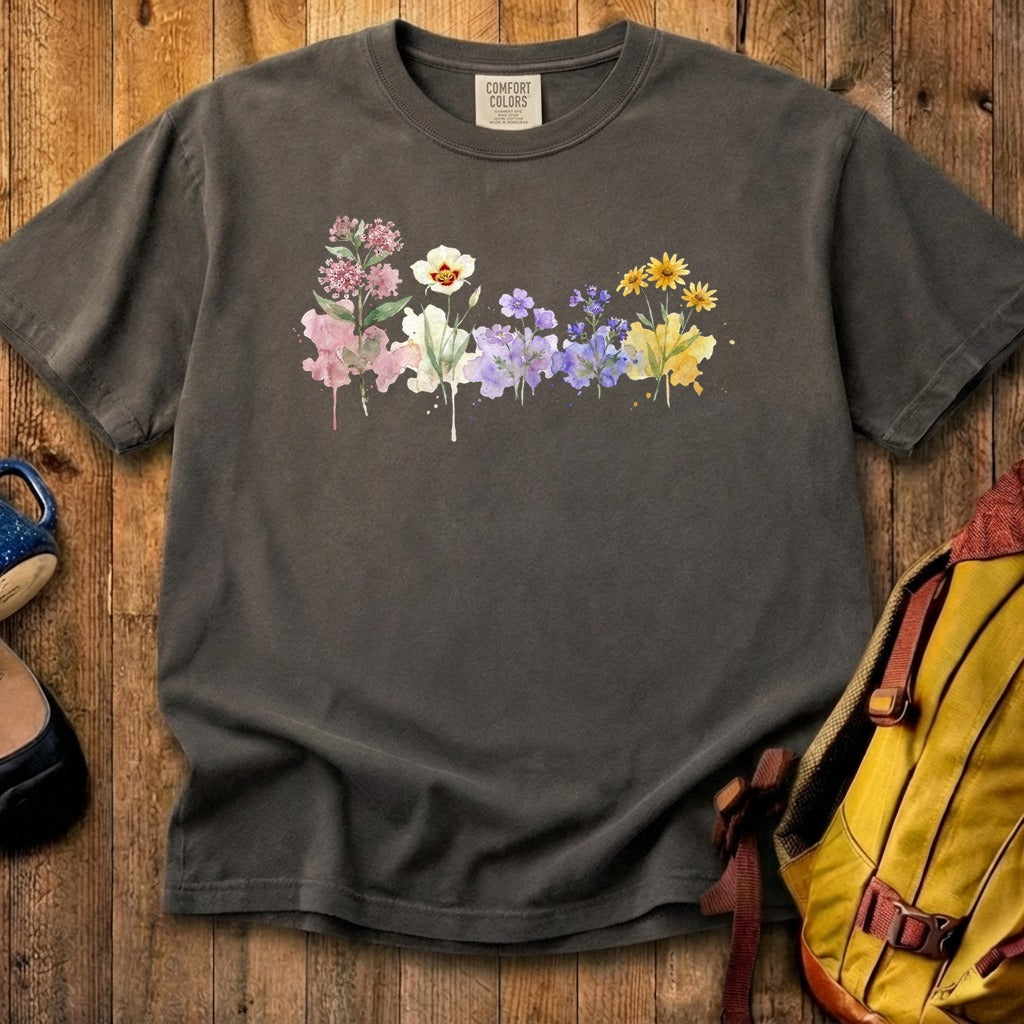 Watercolor Capitol Reef Wildflowers Cotton T-Shirt