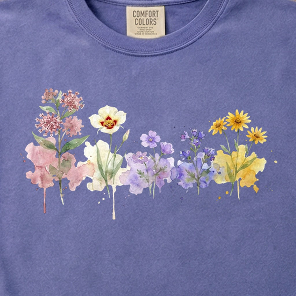 Watercolor Capitol Reef Wildflowers Cotton T-Shirt