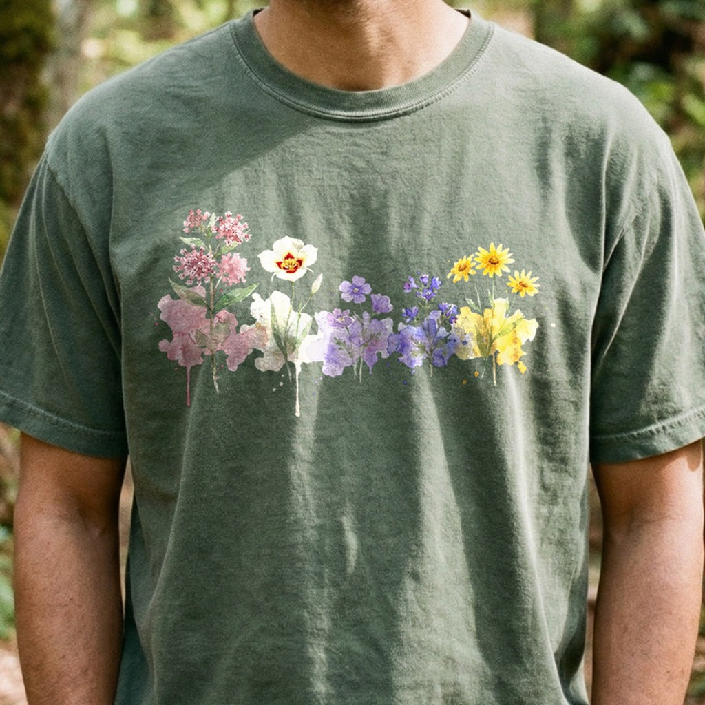 Watercolor Capitol Reef Wildflowers Cotton T-Shirt