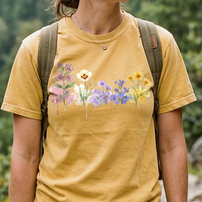Watercolor Capitol Reef Wildflowers Cotton T-Shirt
