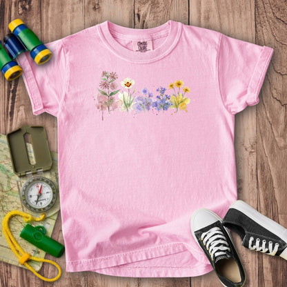 Watercolor Capitol Reef Wildflowers Kids Cotton T-Shirt