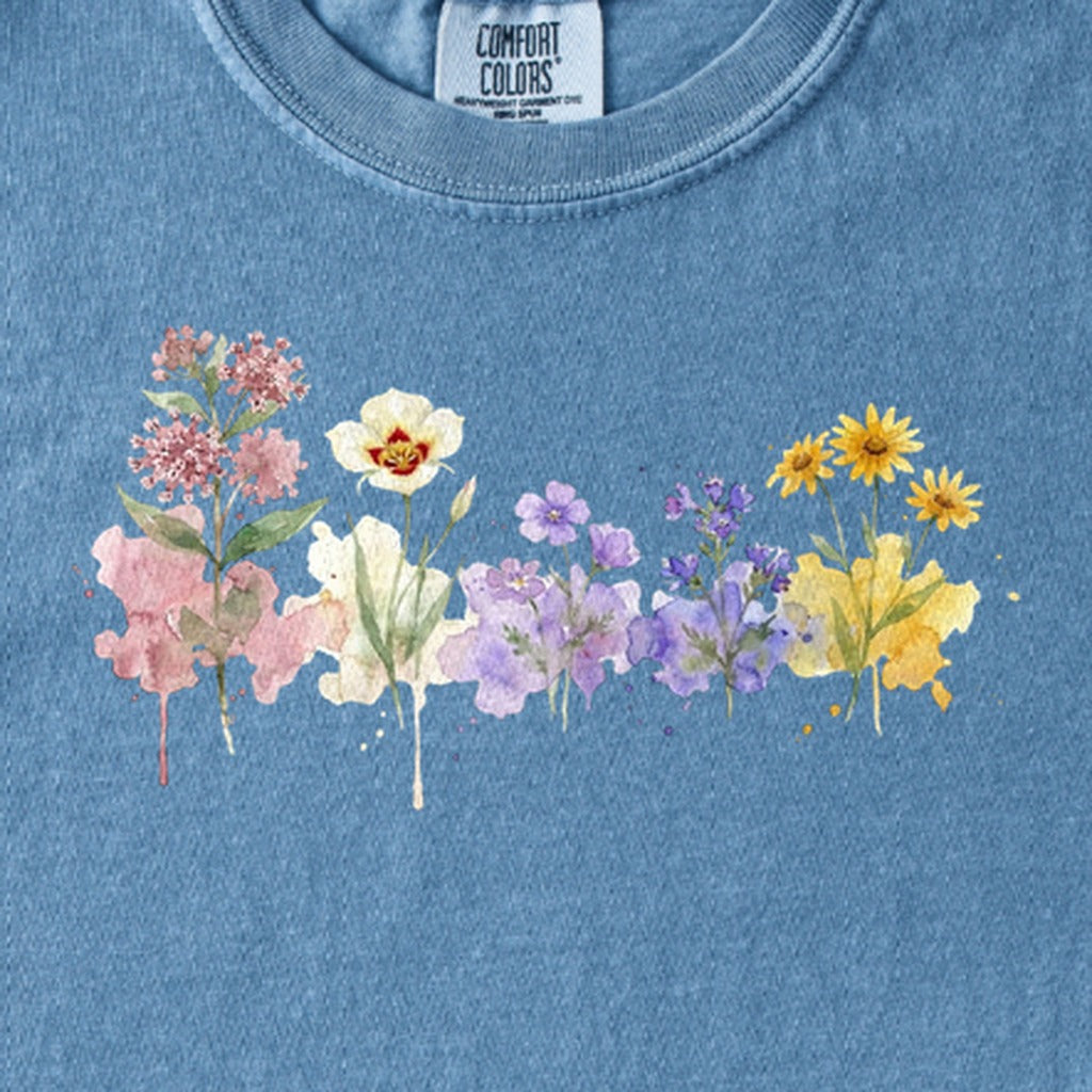 Watercolor Capitol Reef Wildflowers Kids Cotton T-Shirt