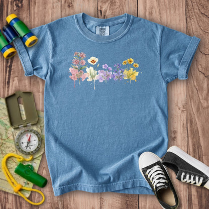 Watercolor Capitol Reef Wildflowers Kids Cotton T-Shirt