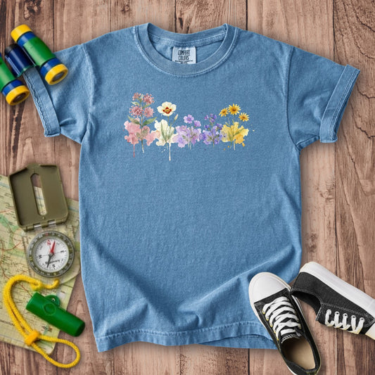 Watercolor Capitol Reef Wildflowers Kids Cotton T-Shirt