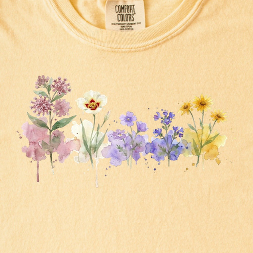 Watercolor Capitol Reef Wildflowers Kids Cotton T-Shirt