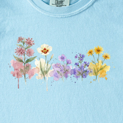 Watercolor Capitol Reef Wildflowers Kids Cotton T-Shirt
