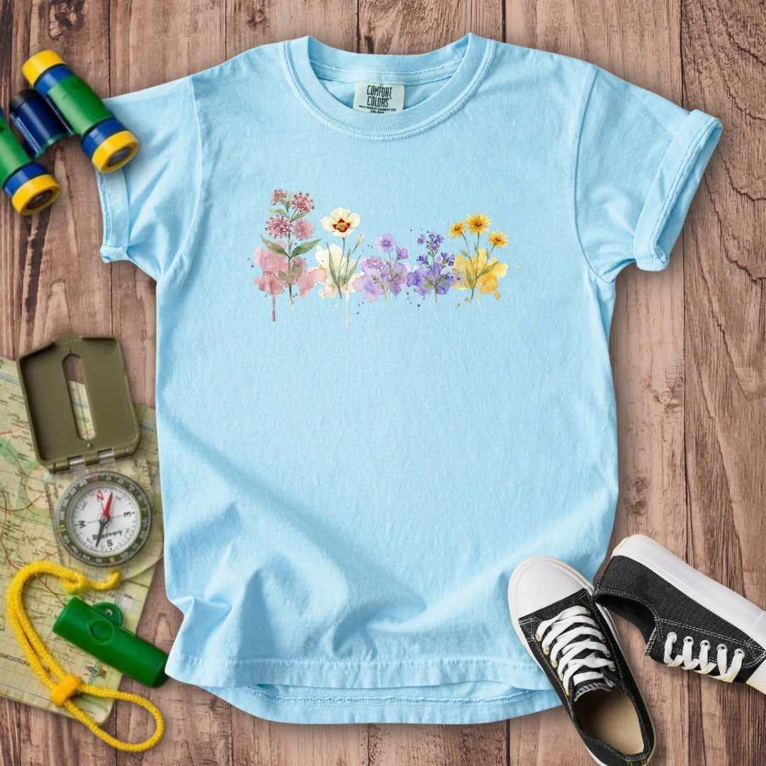 Watercolor Capitol Reef Wildflowers Kids Cotton T-Shirt