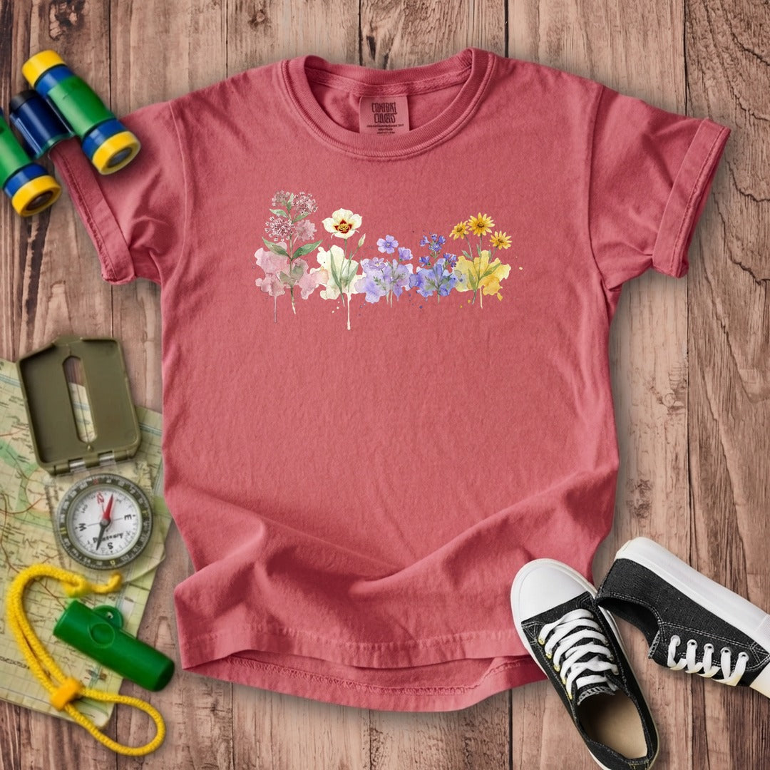 Watercolor Capitol Reef Wildflowers Kids Cotton T-Shirt
