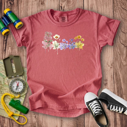 Watercolor Capitol Reef Wildflowers Kids Cotton T-Shirt