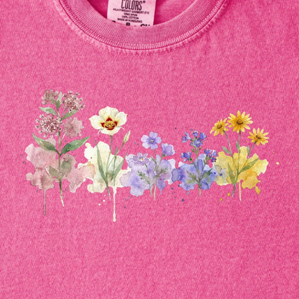Watercolor Capitol Reef Wildflowers Kids Cotton T-Shirt