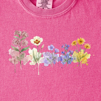 Watercolor Capitol Reef Wildflowers Kids Cotton T-Shirt