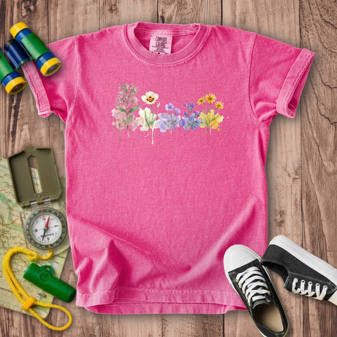 Watercolor Capitol Reef Wildflowers Kids Cotton T-Shirt