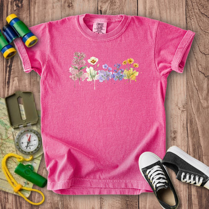 Watercolor Capitol Reef Wildflowers Kids Cotton T-Shirt