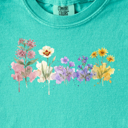 Watercolor Capitol Reef Wildflowers Kids Cotton T-Shirt