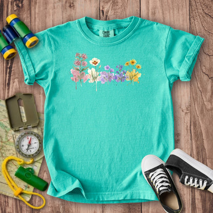Watercolor Capitol Reef Wildflowers Kids Cotton T-Shirt