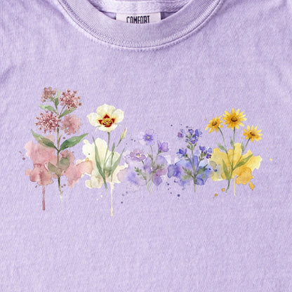 Watercolor Capitol Reef Wildflowers Kids Cotton T-Shirt