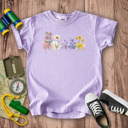 Watercolor Capitol Reef Wildflowers Kids Cotton T-Shirt