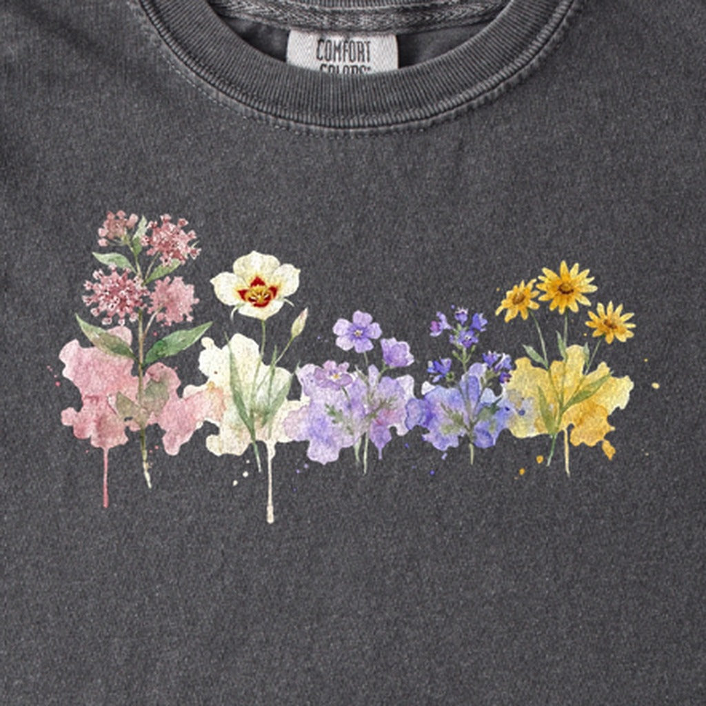Watercolor Capitol Reef Wildflowers Kids Cotton T-Shirt