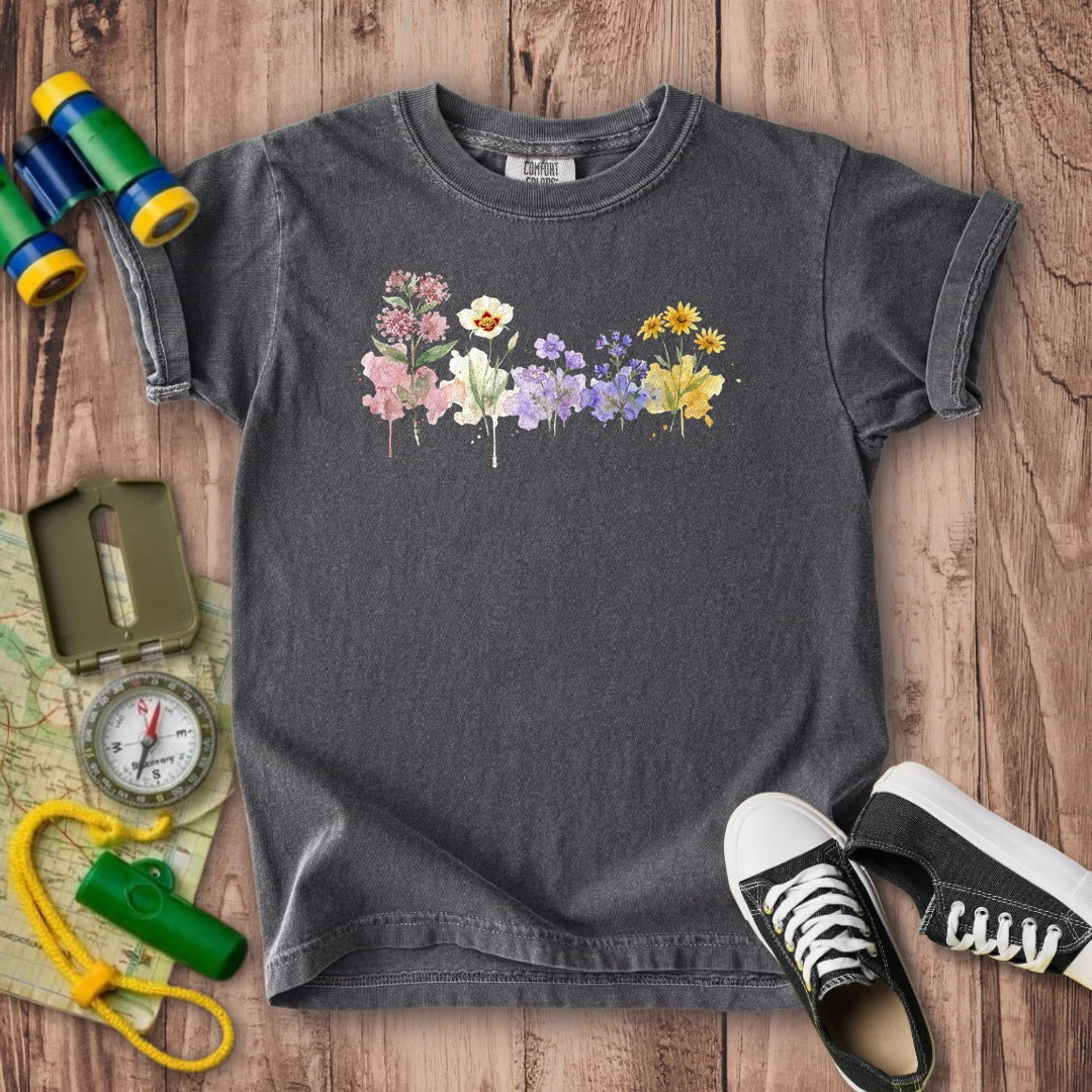 Watercolor Capitol Reef Wildflowers Kids Cotton T-Shirt