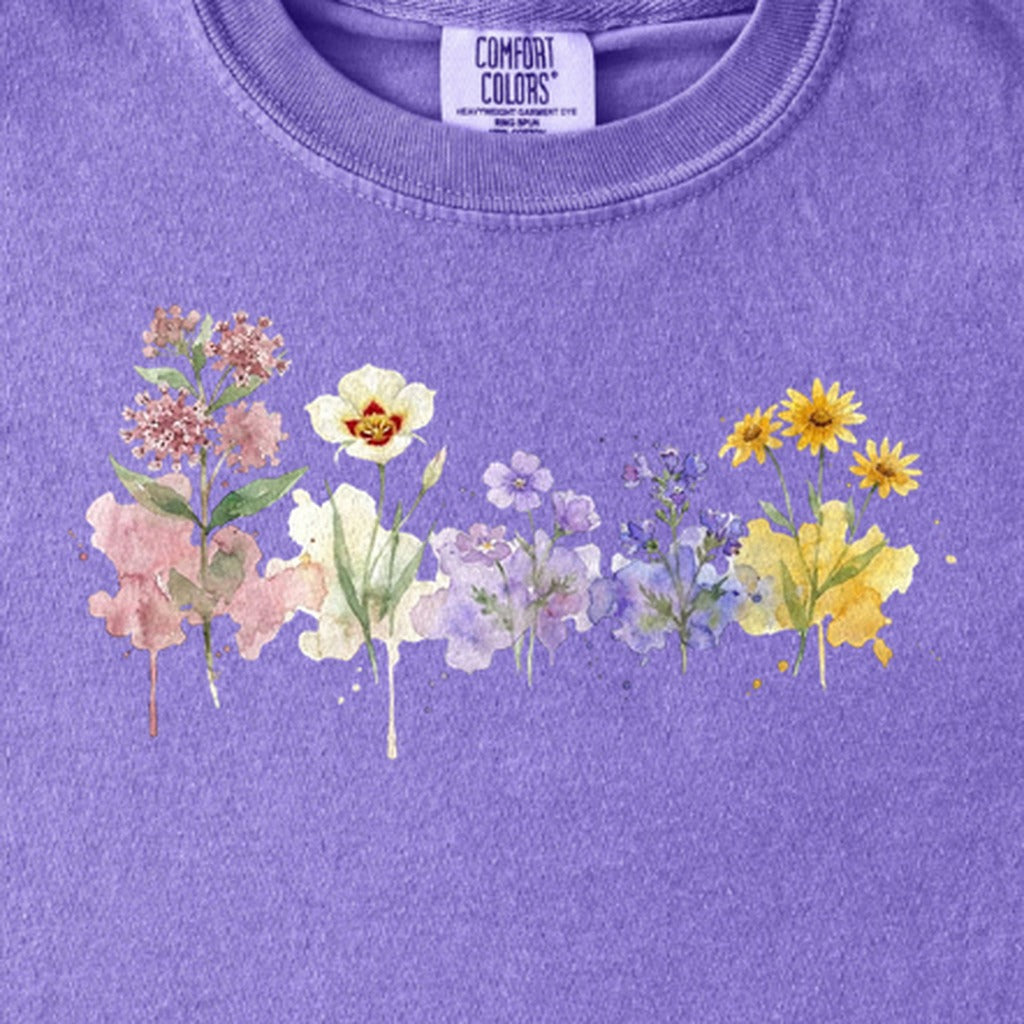 Watercolor Capitol Reef Wildflowers Kids Cotton T-Shirt
