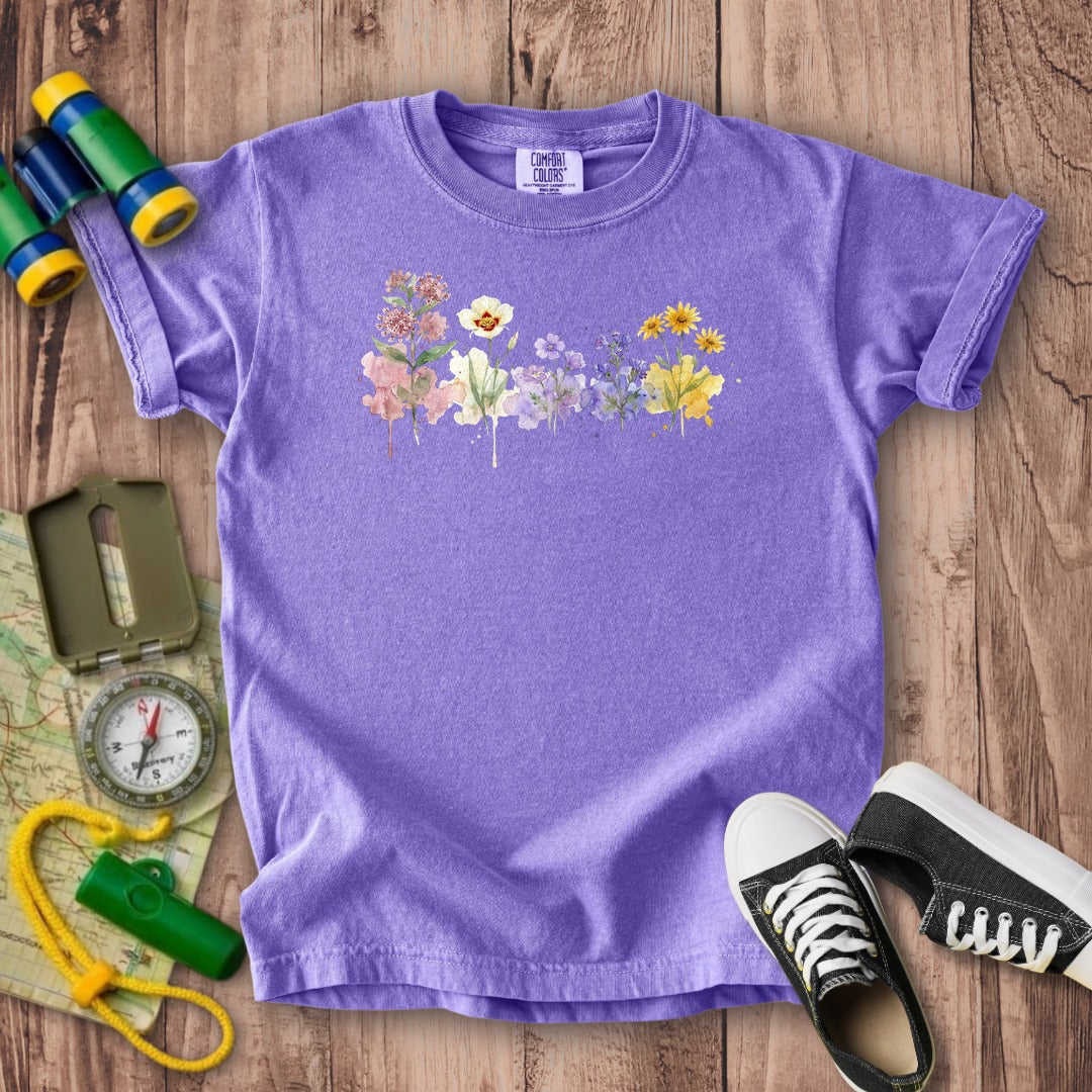 Watercolor Capitol Reef Wildflowers Kids Cotton T-Shirt