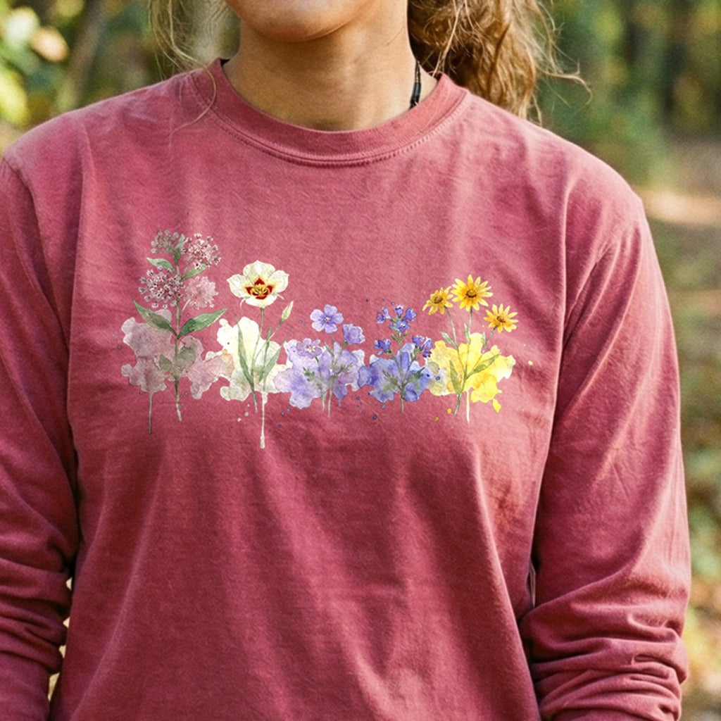 Watercolor Capitol Reef Wildflowers Premium Long Sleeve