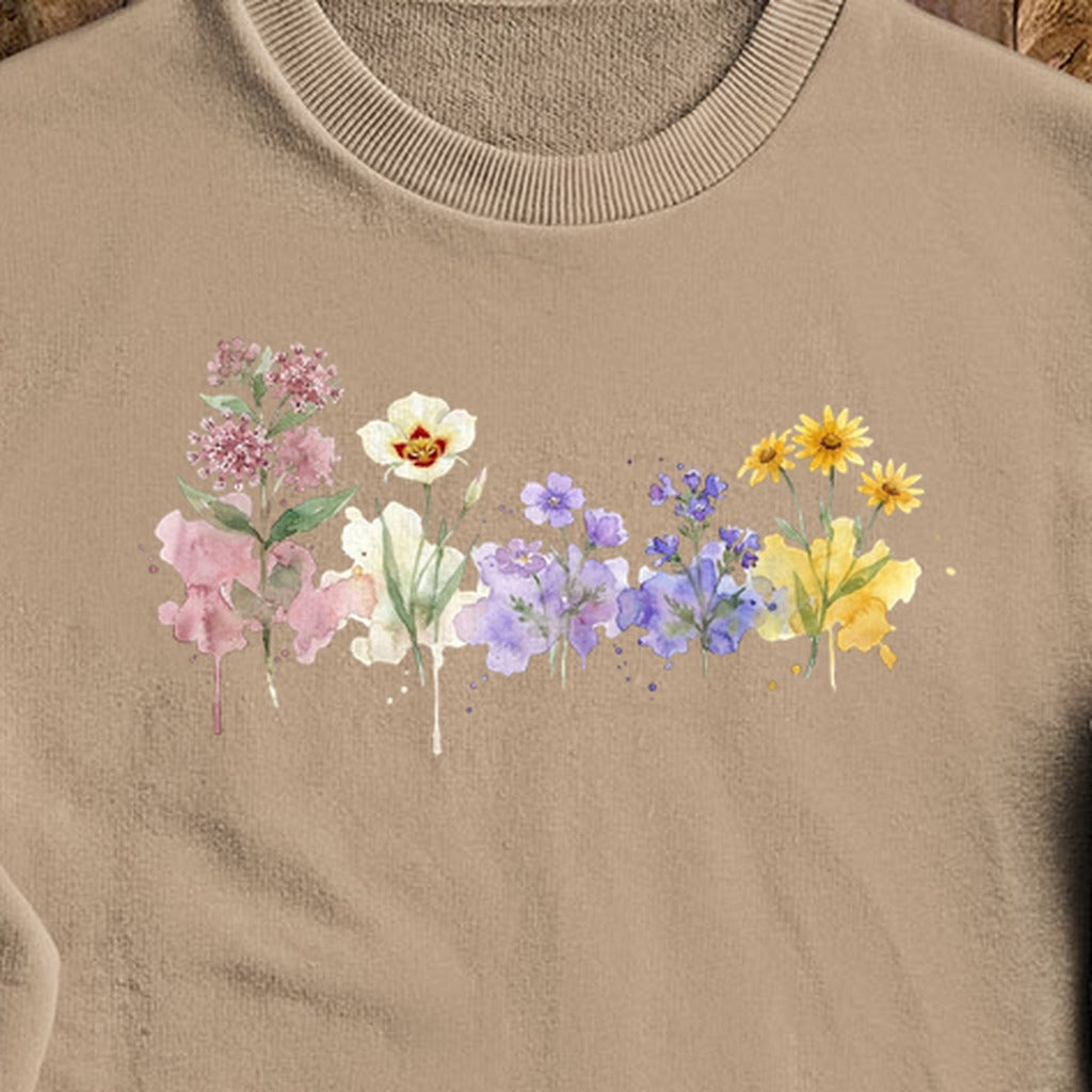 Watercolor Capitol Reef Wildflowers Crewneck Sweatshirt