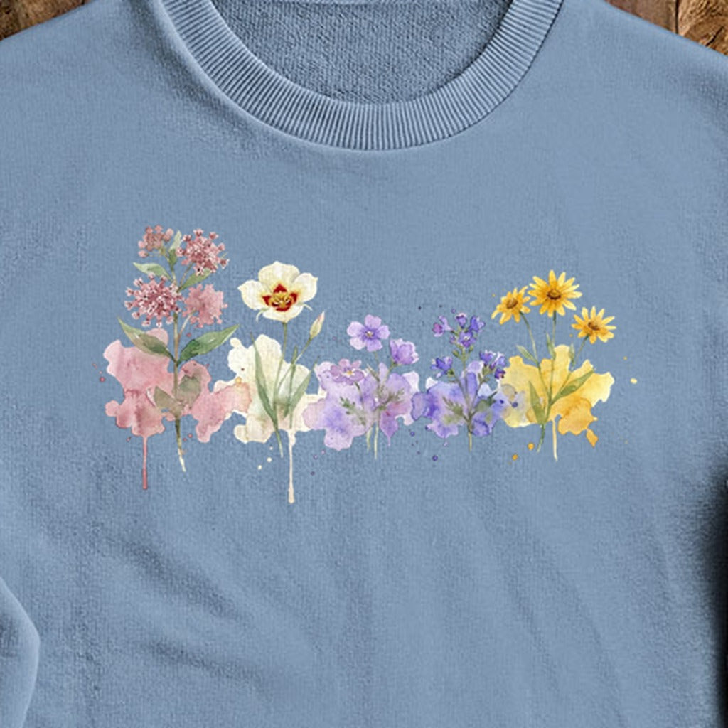 Watercolor Capitol Reef Wildflowers Crewneck Sweatshirt