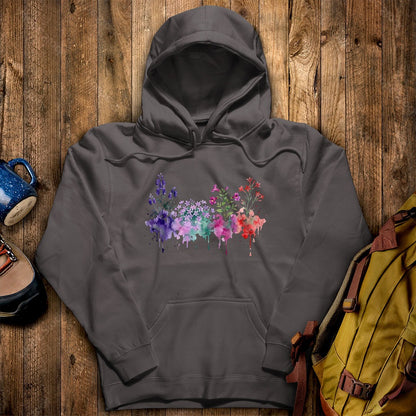 Watercolor Crater Lake Wildflowers Hoodie